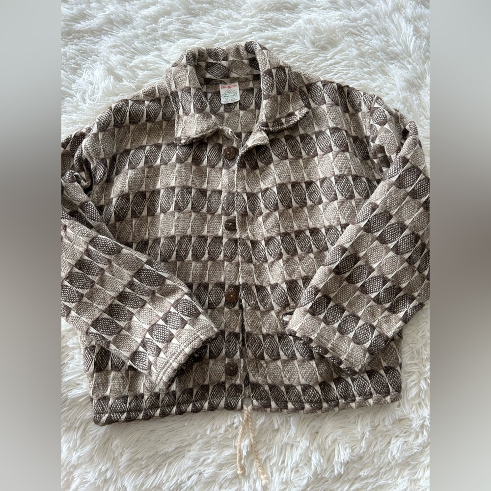 Confecciones Shiquiry | Vintage Wool Brown Checkered Jacket - Picture 2 of 8